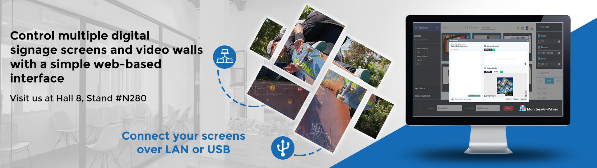 Control multiple digital signage screen