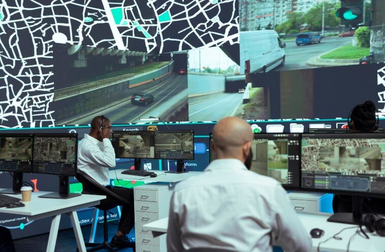 Control Room With Multi-Feed Video Wall