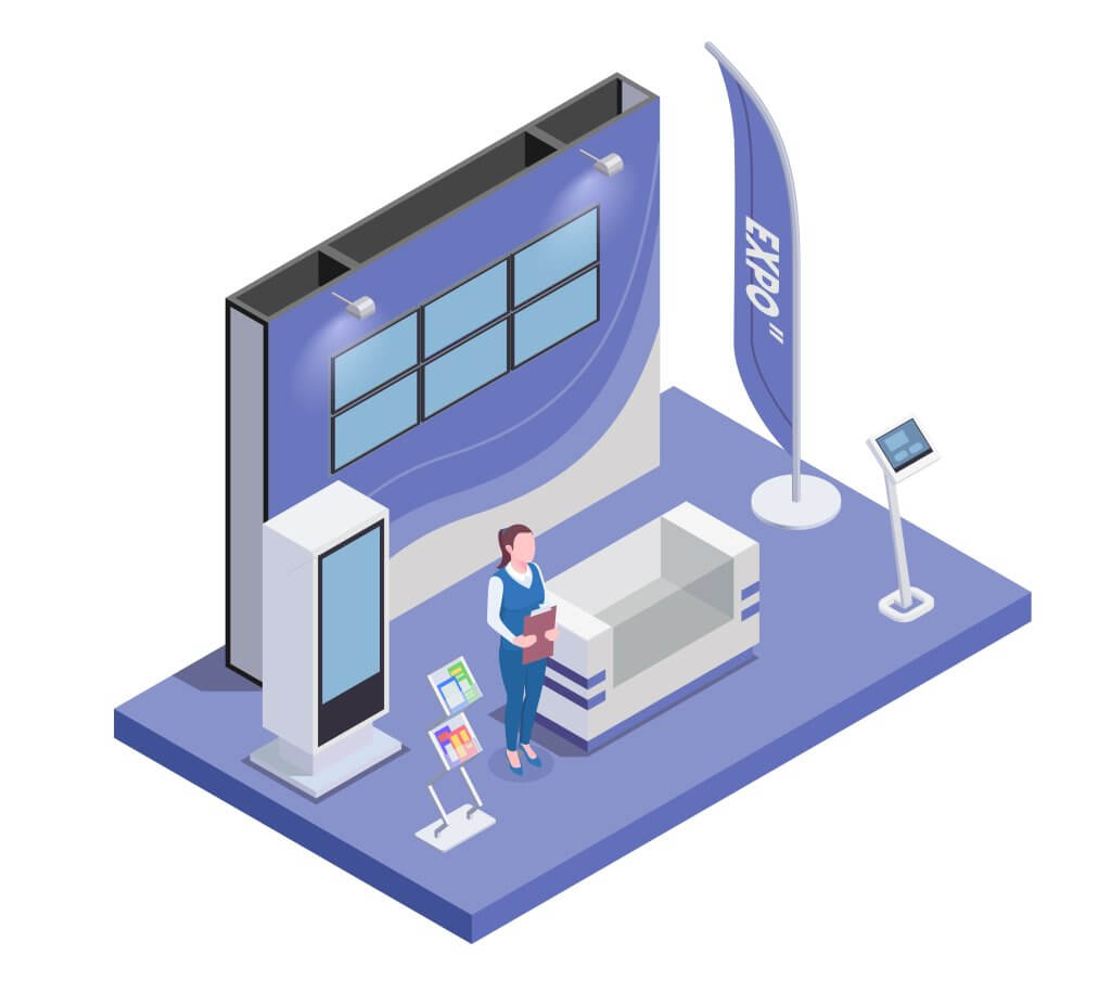 Expo Stand Isometric Composition